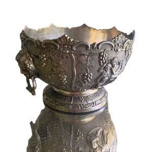 Vintage Corbell & Company Silver Plate Monteith Cherub Bowl w/ Greek Grape Motif